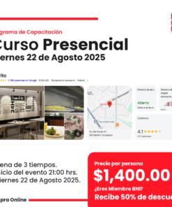 Curso Presencial - Cena & Capacitación (22 de Agosto 2025) Restaurante Sofrito Puebla